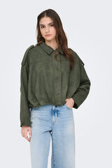 JDY Suede-effect bomber jacket green