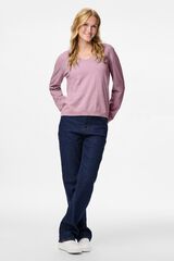 Pieces Basic V sweater pink