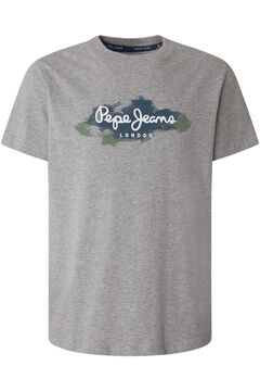 Springfield Camiseta hombre de manga corta con logo fantasía. gris claro