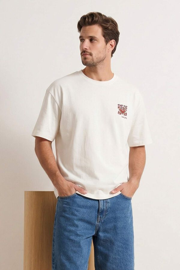 Trendyol Camiseta oversize manga corta beige
