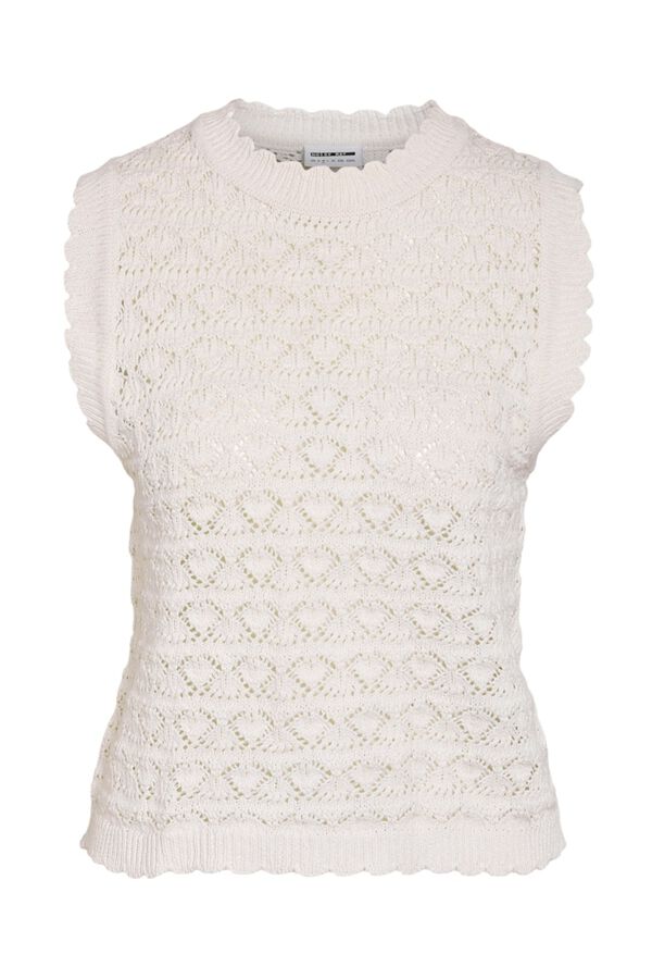 Noisy May Sleeveless pointelle knit top grey