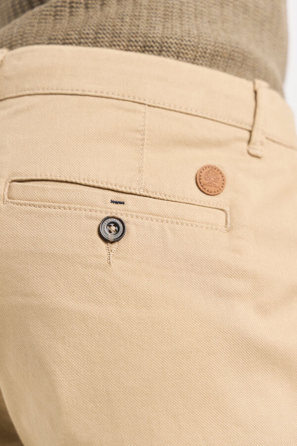 Springfield Pantalon chino couleur comfort slim fit camel