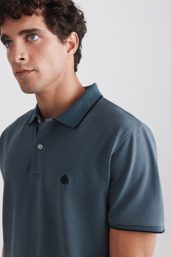 Springfield Polo piqu&eacute; contrastes slim fit bleu