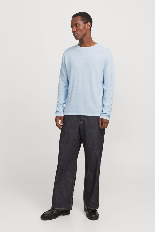 Jack & Jones Jersey-knit long sleeve loose jumper blue