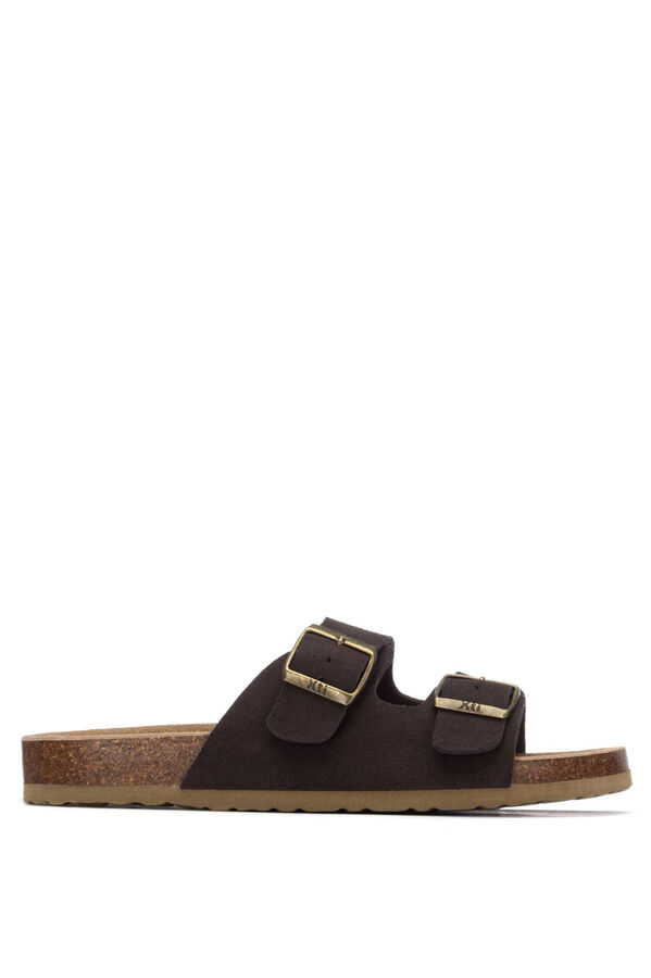 XTI Split leather buckle sandal nude