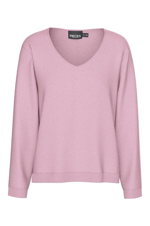 Pieces Basic V sweater pink