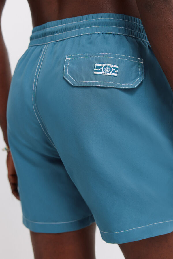 Springfield Maillot de bain uni &agrave; contrastes bleu