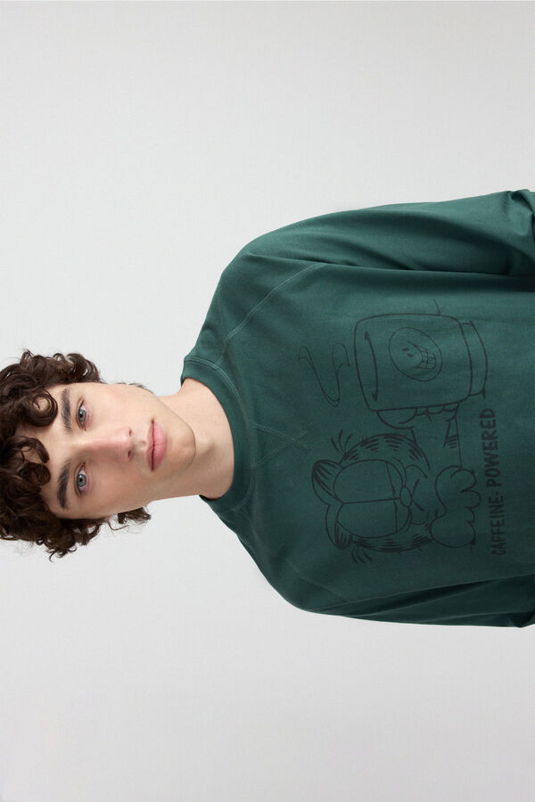 Springfield Garfield long pyjamas with plaid trousers green
