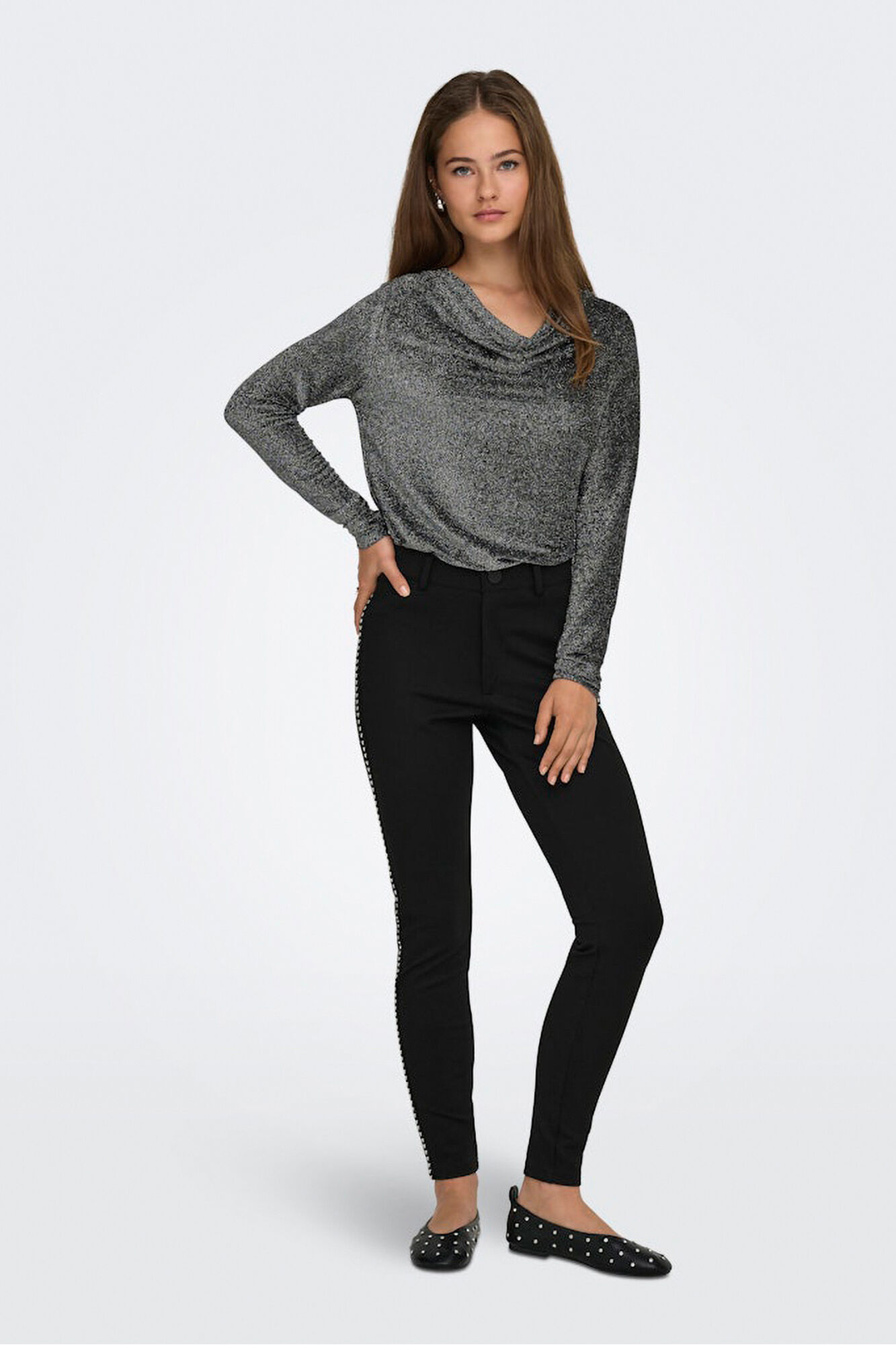 Only Top de glitter drapeado