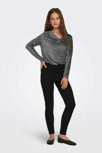 Only Top drapeado com glitter