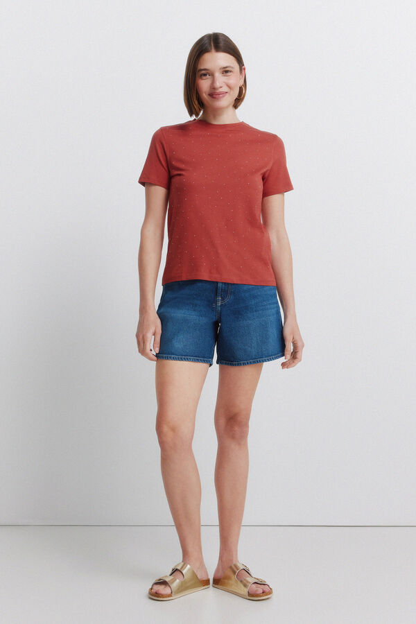 Springfield Polka-dots short sleeve T-shirt beige