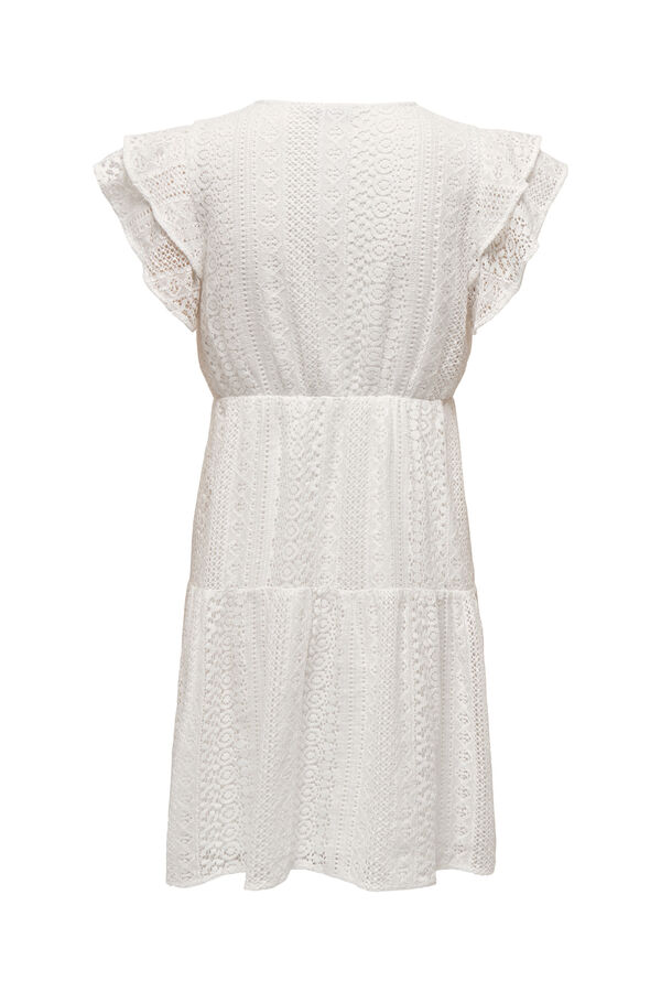 Only Short dress with openwork details white