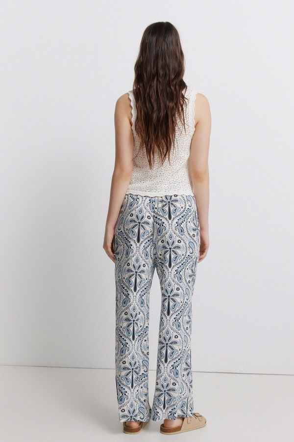 Springfield Printed fluid trousers brown