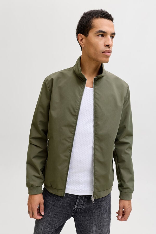 Jack & Jones bomber jacket with high neck nude