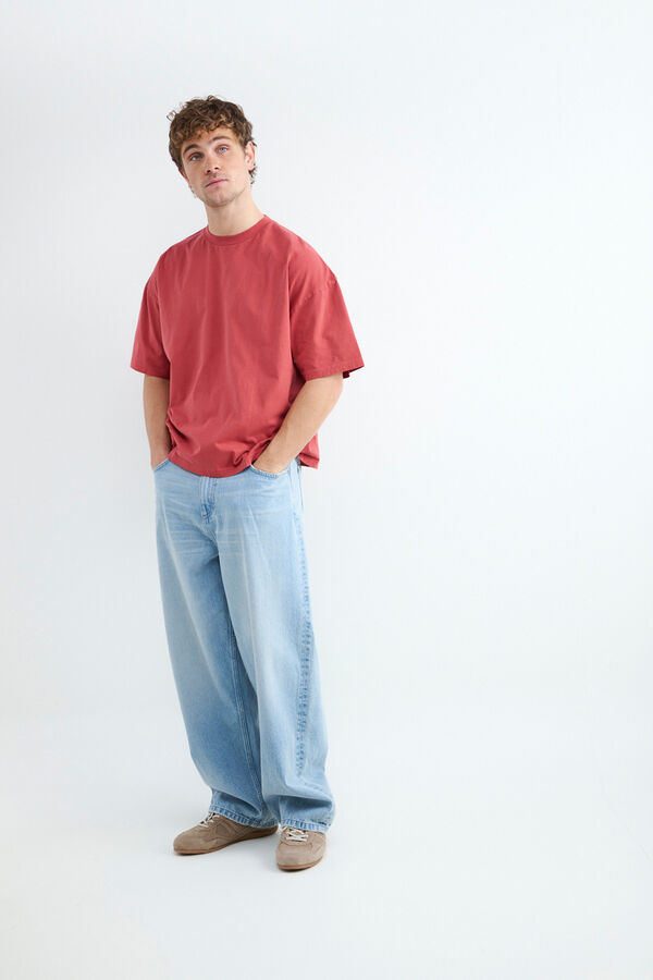 Balmohk Camiseta boxy manga corta rojo