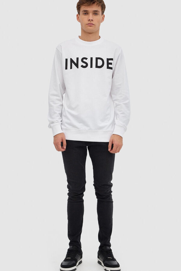 Springfield Sweatshirt mit Inside-Print blanco