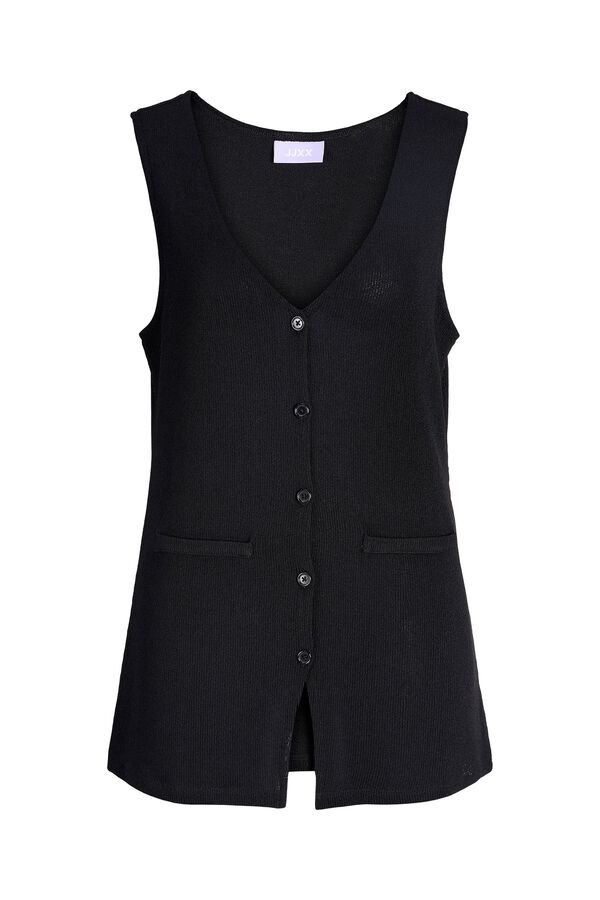 Jack & Jones Jacquard knit long gilet black