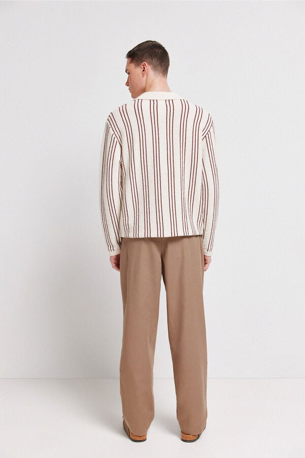 Springfield Dobby straight fit trousers nude