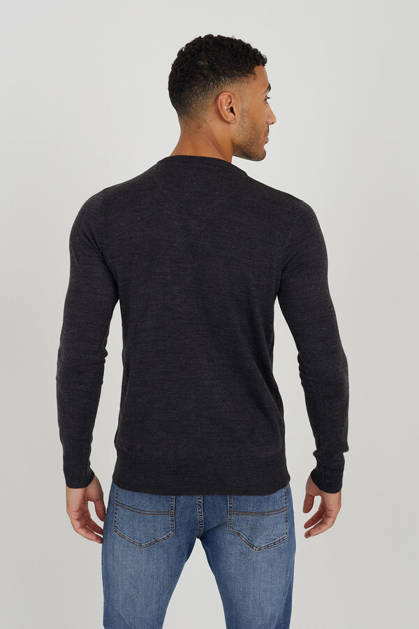 Springfield Basic-Pullover mit V-Ausschnitt grau