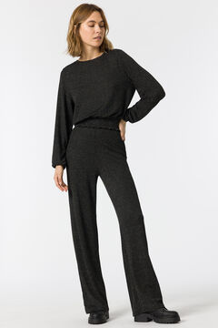 Springfield Fluid wide leg sparkly trousers black