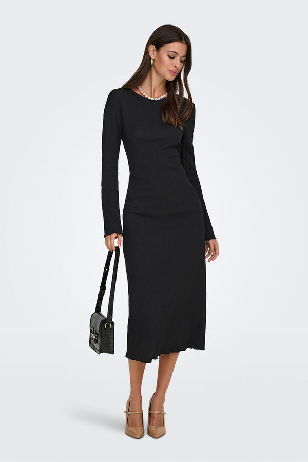 JDY Vestido midi textura negro
