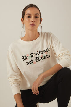 Springfield Sweatshirt „Be authentic“ aus Bio-Baumwolle mittelbeige