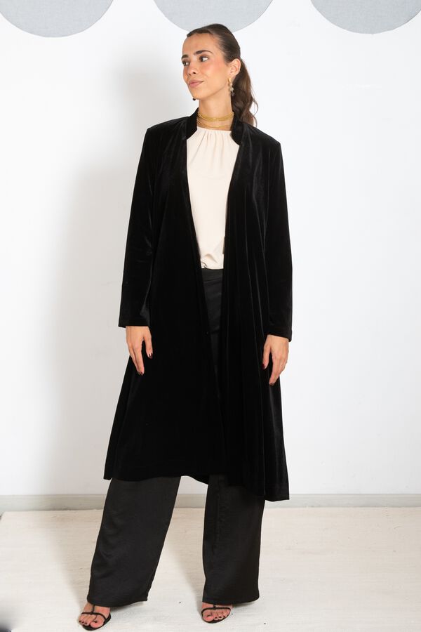 Cul Sac Velvet midi coat black