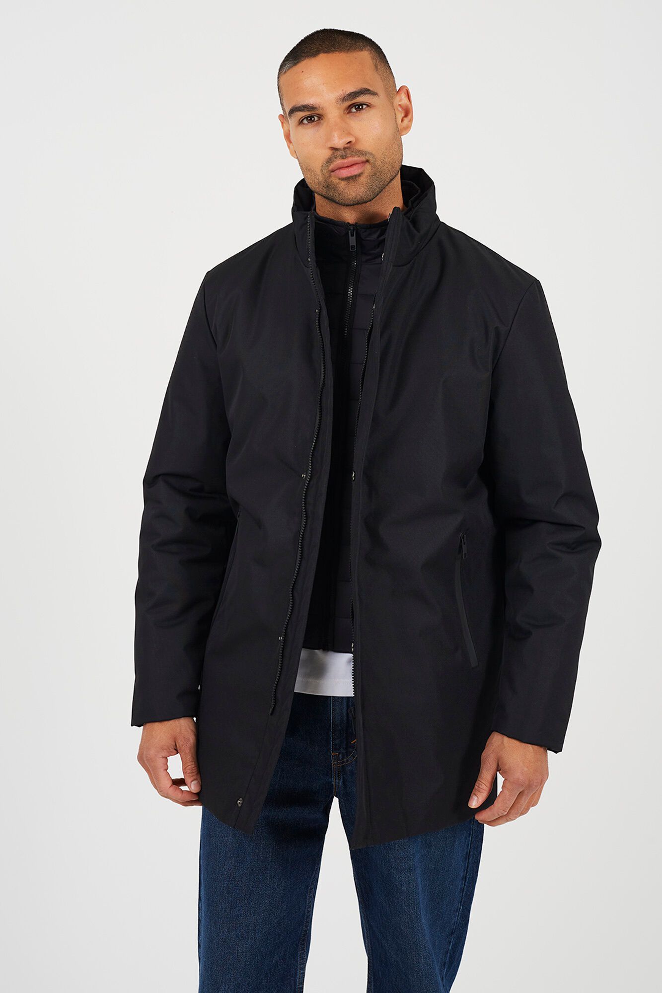 Brave Soul Parka larga cremallera