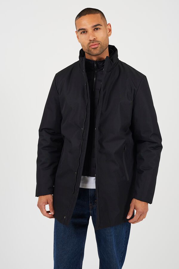 Brave Soul Long zip fastening parka black