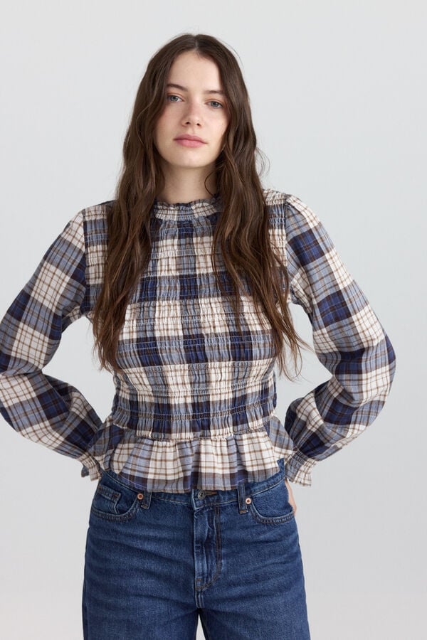 Springfield Checked honeycomb shirt blue