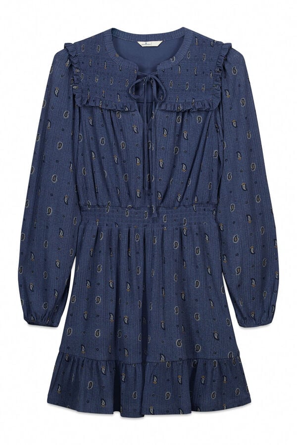 Springfield Kratka haljina dugih rukava sa karnerima Plava