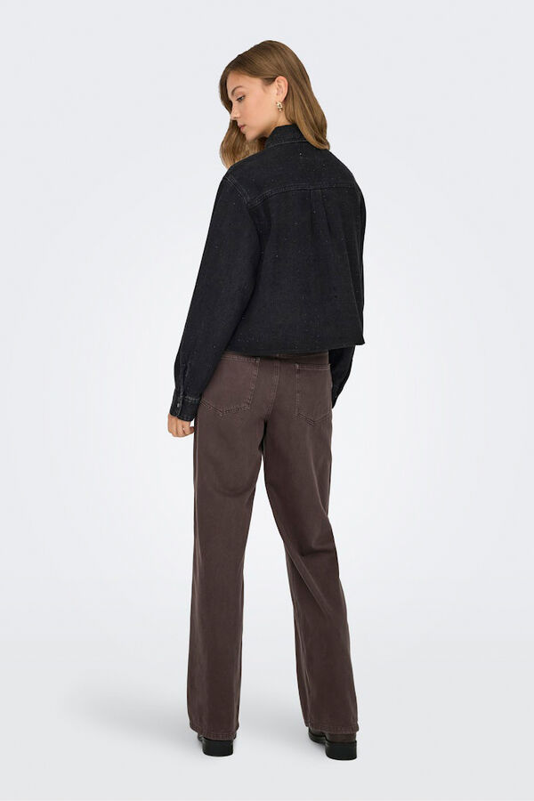 Only Camisa vaquera cropped negro