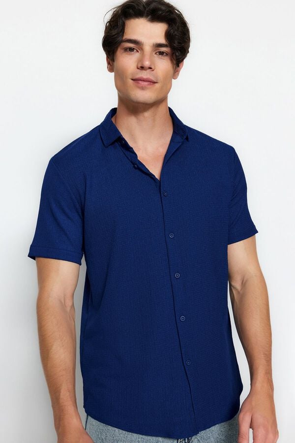 Trendyol Camisa manga corta textura azul