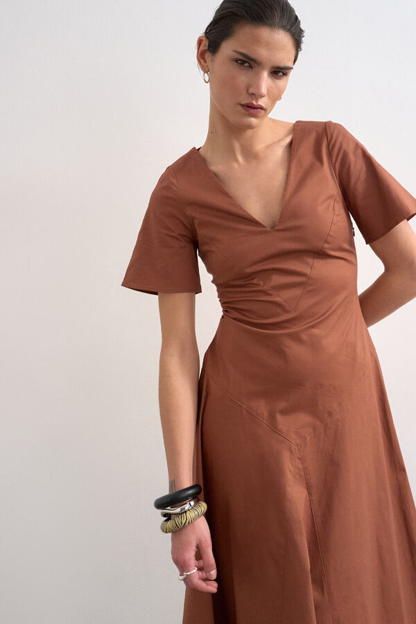 Topshop Vestido comprido mangas bal&atilde;o vermelho