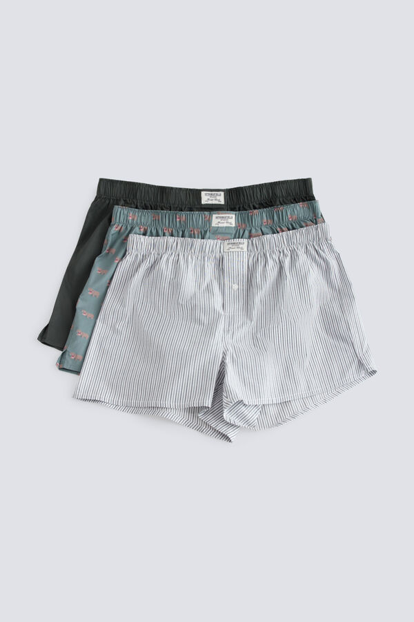 Springfield Printed poplin 3-pack boxers blue