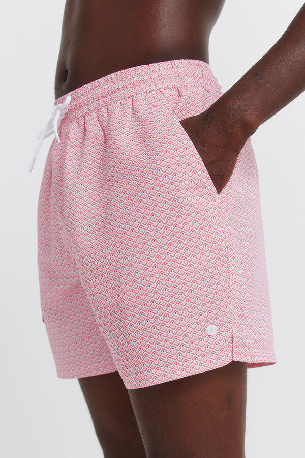 Springfield Geometric print zip pocket swimwear brown