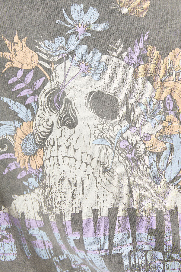 System Action T-shirt posicional de caveira cinzento