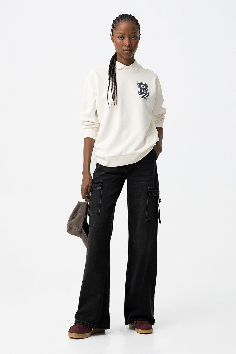 Jeans Cargo con cintura alta