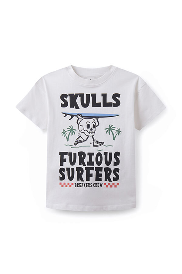 Springfield Camiseta "furious surfers" niño marfil