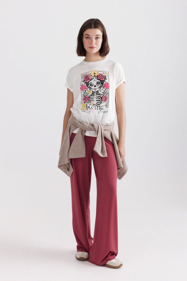 Springfield Fluid viscose trousers pink