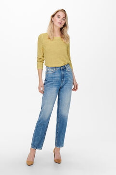 Only Jersey liso cuello redondo amarillo