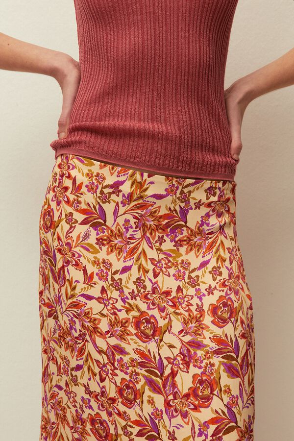 Systemaction Falda estampado floral blanco