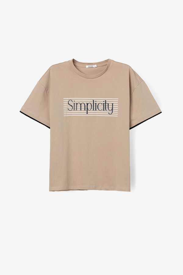 Tiffosi Camiseta b&aacute;sica print beige