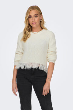 Springfield Fringed knit jumper white