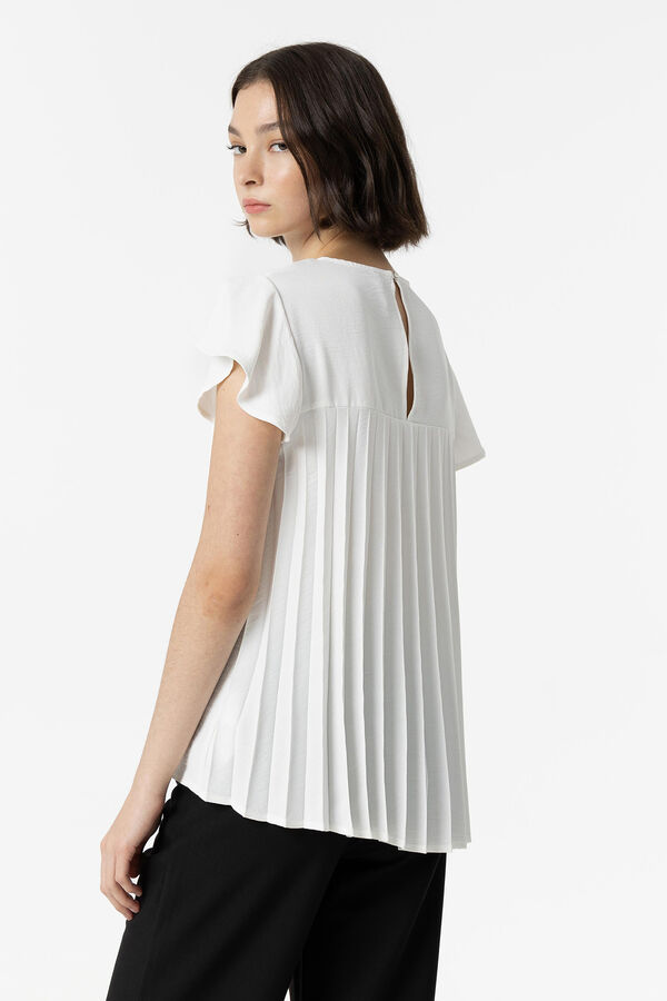 Springfield Bluse mit plissiertem Rückenteil blanco