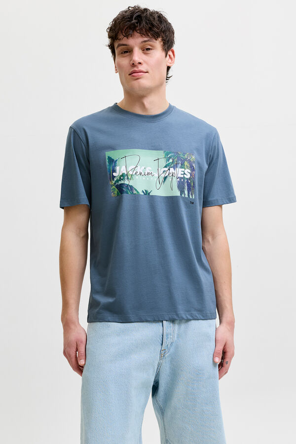 Jack & Jones Printed cotton T-shirt grey