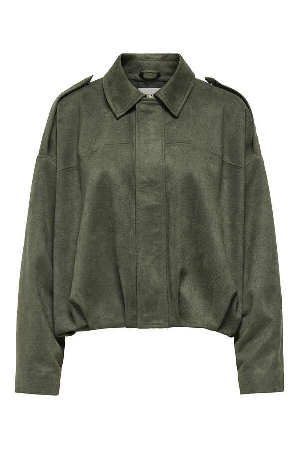 JDY Suede-effect bomber jacket green