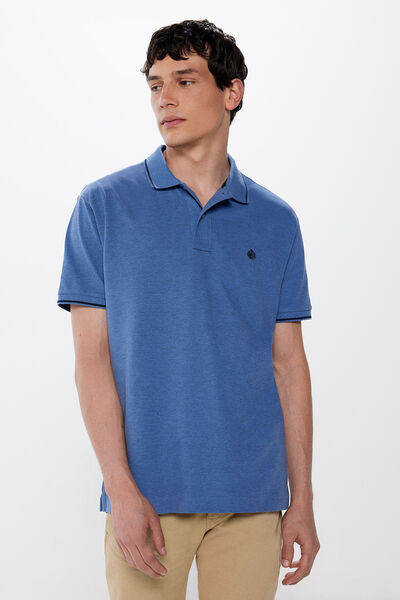 Springfield Two-tone regular fit piqué polo shirt blue