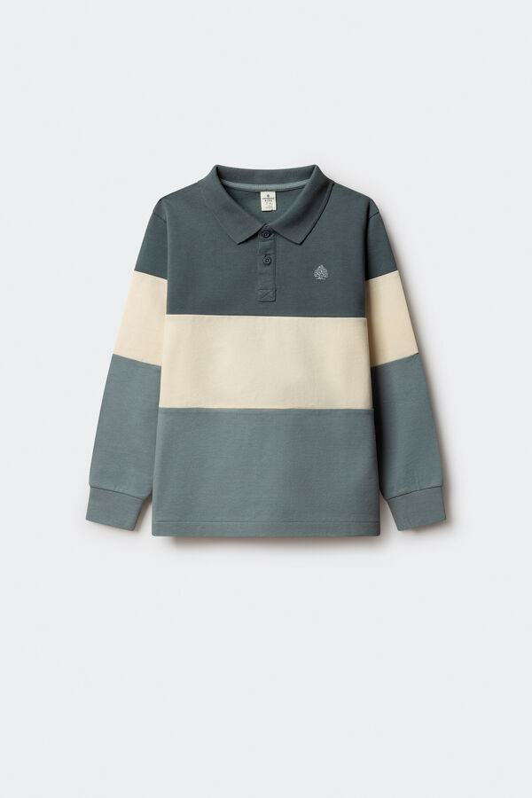 Springfield Kids Polo manga larga color block niño azul