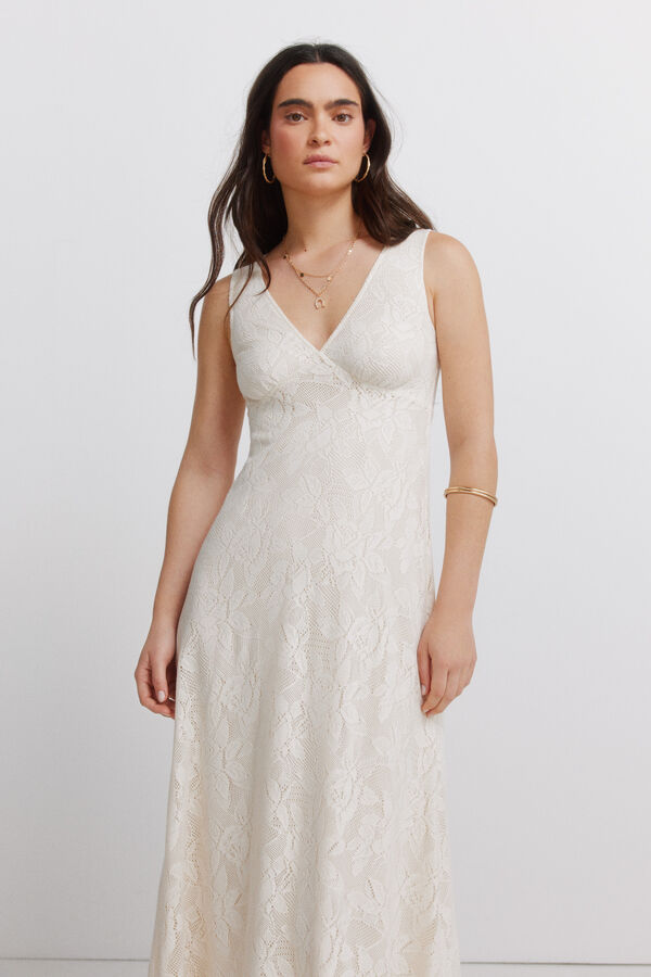 Springfield Robe &agrave; bretelles brod&eacute;e fleur marron